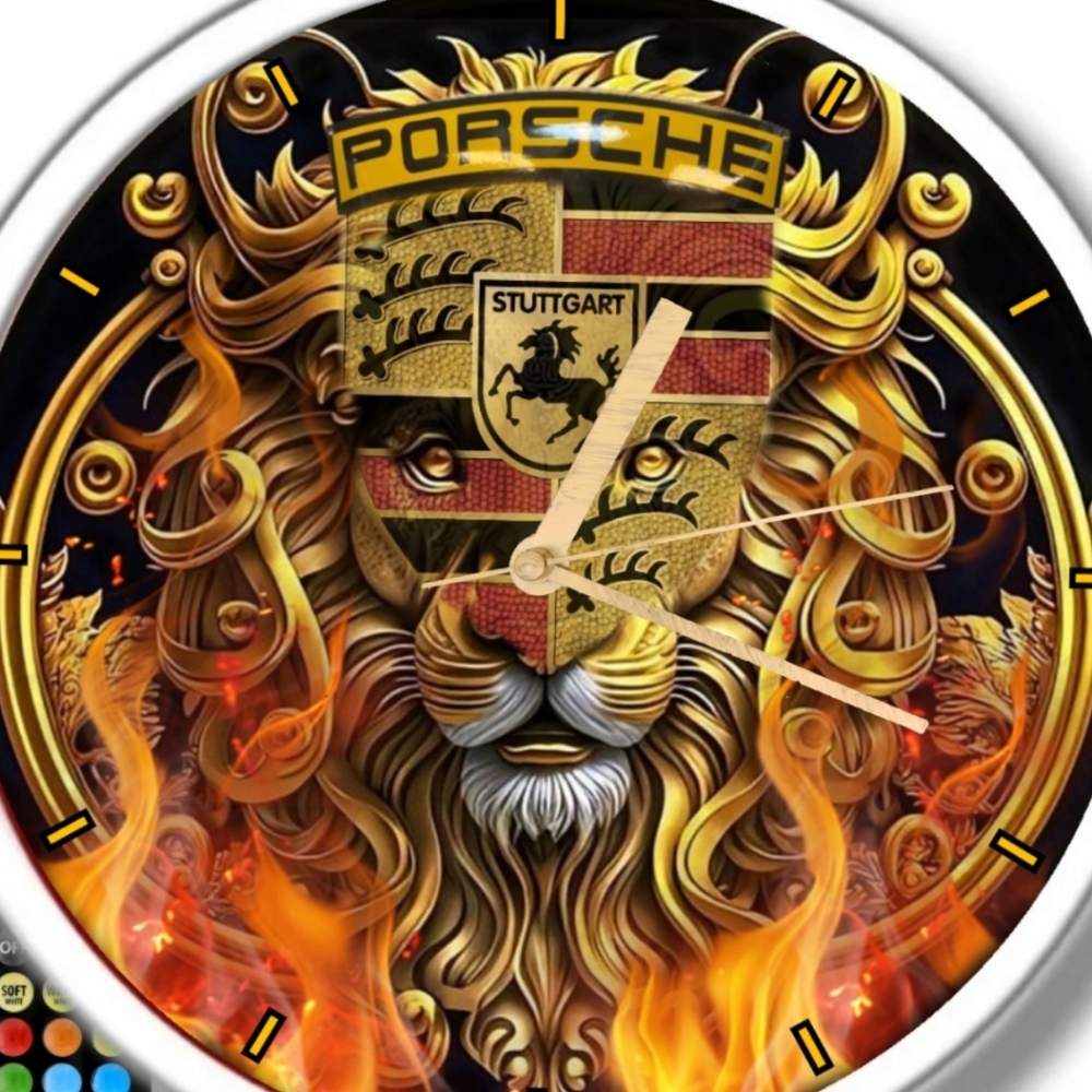 Lion Porsche led clock